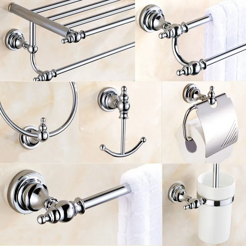Ensemble de matériel de salle de bain, support de bain chromé poli, porte-papier, porte-brosse à dents, porte-serviettes, crochet pour manteau, accessoires de salle de bains