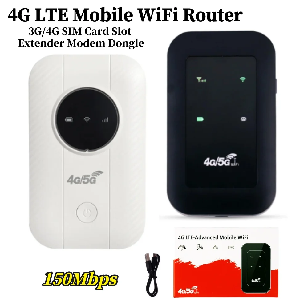 Mobiler 4G LTE-WLAN-Router, 3650 mAh, 150 Mbit/s, WLAN-Modem, bis zu 10 Benutzer mit SIM-Kartensteckplatz, tragbarer WLAN-Hotspot für Reisen im Auto Image