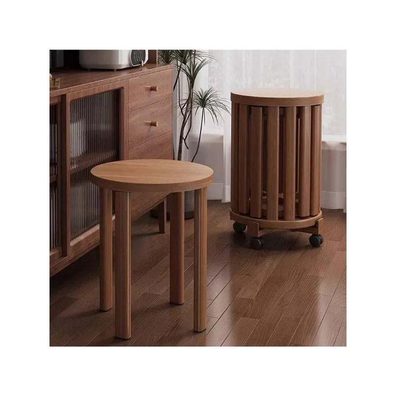 Sgabello musicale impilato Sgabello rotondo impilabile in legno massello per uso domestico Nuovo sgabello cinese Piccolo sgabello basso Cucina sala da pranzo Piccolo sgabello