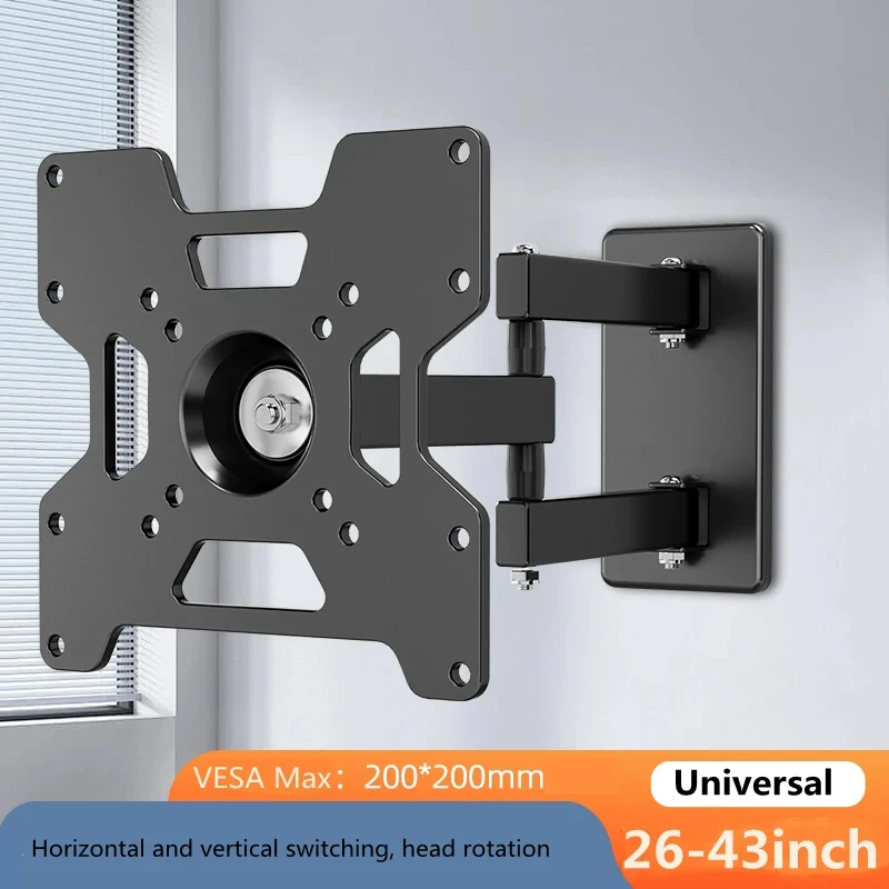 Für 26–43 Zoll LED-Flachbildschirm-Monitorhalterung, voll bewegliche TV-Wandhalterung bis zu 30 kg, VESA 200 x 200 mm, mit drehbarem Verlängerungsarm Image