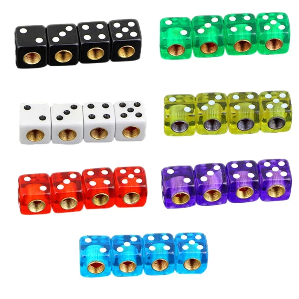 4 pièces/ensemble bouchons vélo Auto camion pneu Valve en plastique roue tige pneu Air Valve anti-poussière or dés pneu pneu pneu Valve bouchon anti-poussière