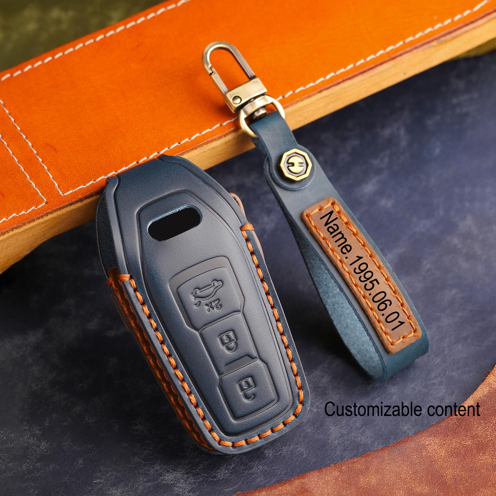 Custodia per chiave auto personalizzata in pelle di vacchetta cucita a mano compatibile con Audi A3 A5L A6 Avant E-tron Q6 Q5 SUV A6L Q6L Q5 Nuovo 202
