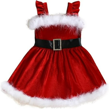 RIJOPUTY Christmas Santa Dress Red Christmas Dress Girls Tween Girl Christmas Teacher Dresses Plus Size Mini Dress Toddler Girl Dress Up Clothes Red 4-5 Years