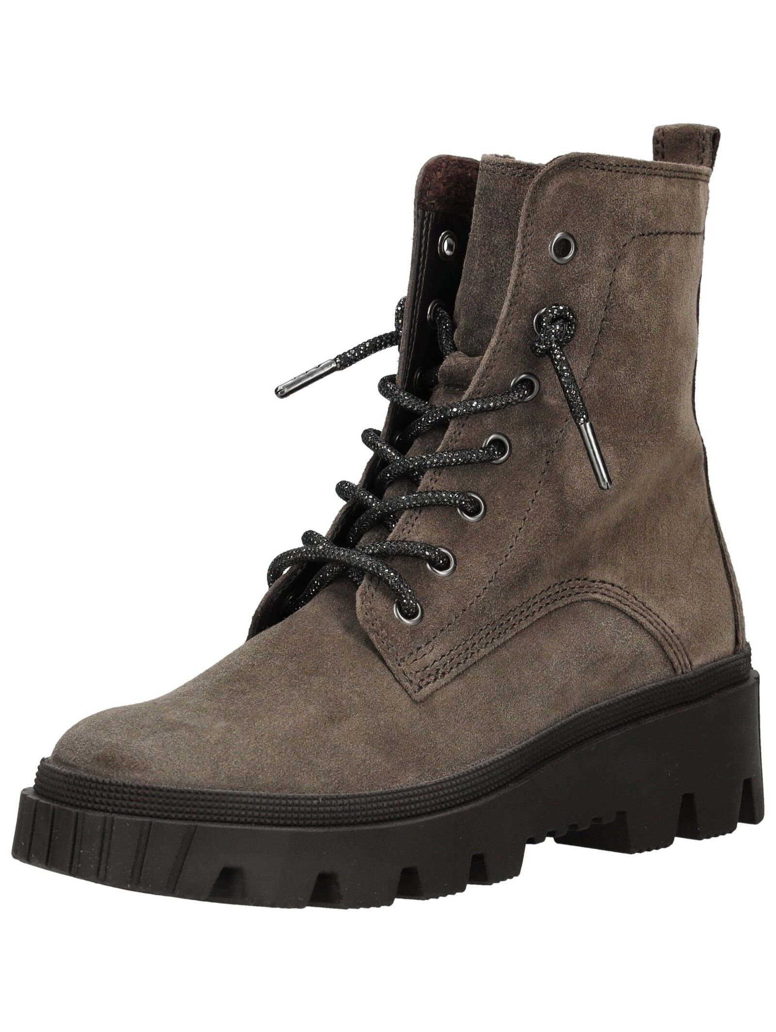 Schnürstiefelette GABOR "Gabor Stiefelette Veloursleder", Damen, Gr. 40, braun, grau, Veloursleder, Schuhe Schnürstiefelette