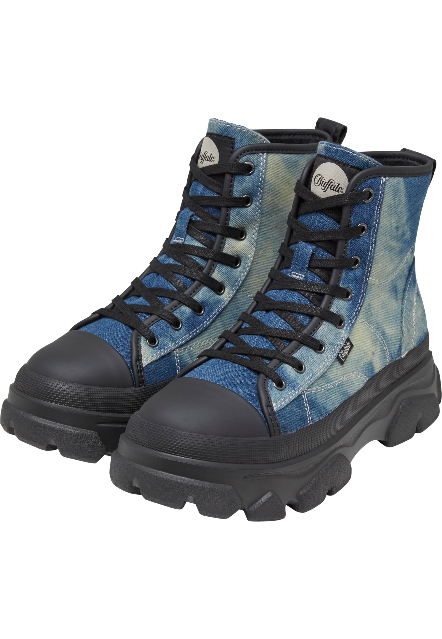 Stiefel BUFFALO "Buffalo cade lace up hi", Damen, Gr. 41, blau, Kunstfaser, unifarben, Schuhe Stiefel