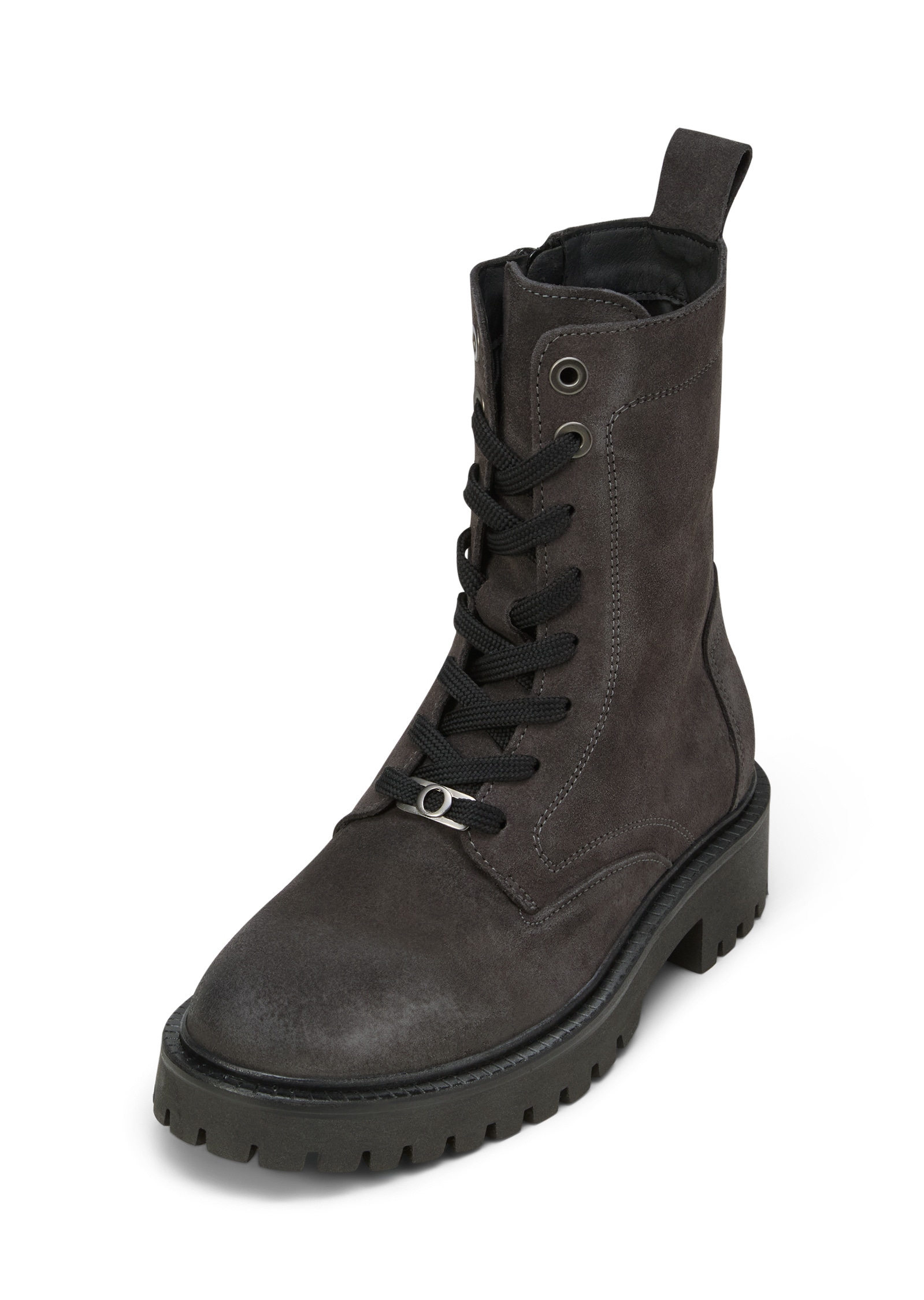 Stiefelette MARC O'POLO "mit Innenzipper", Damen, Gr. 37, schwarz graphite, Obermaterial: 100% Leder (Rind), unifarben, Schuhe Stiefelette