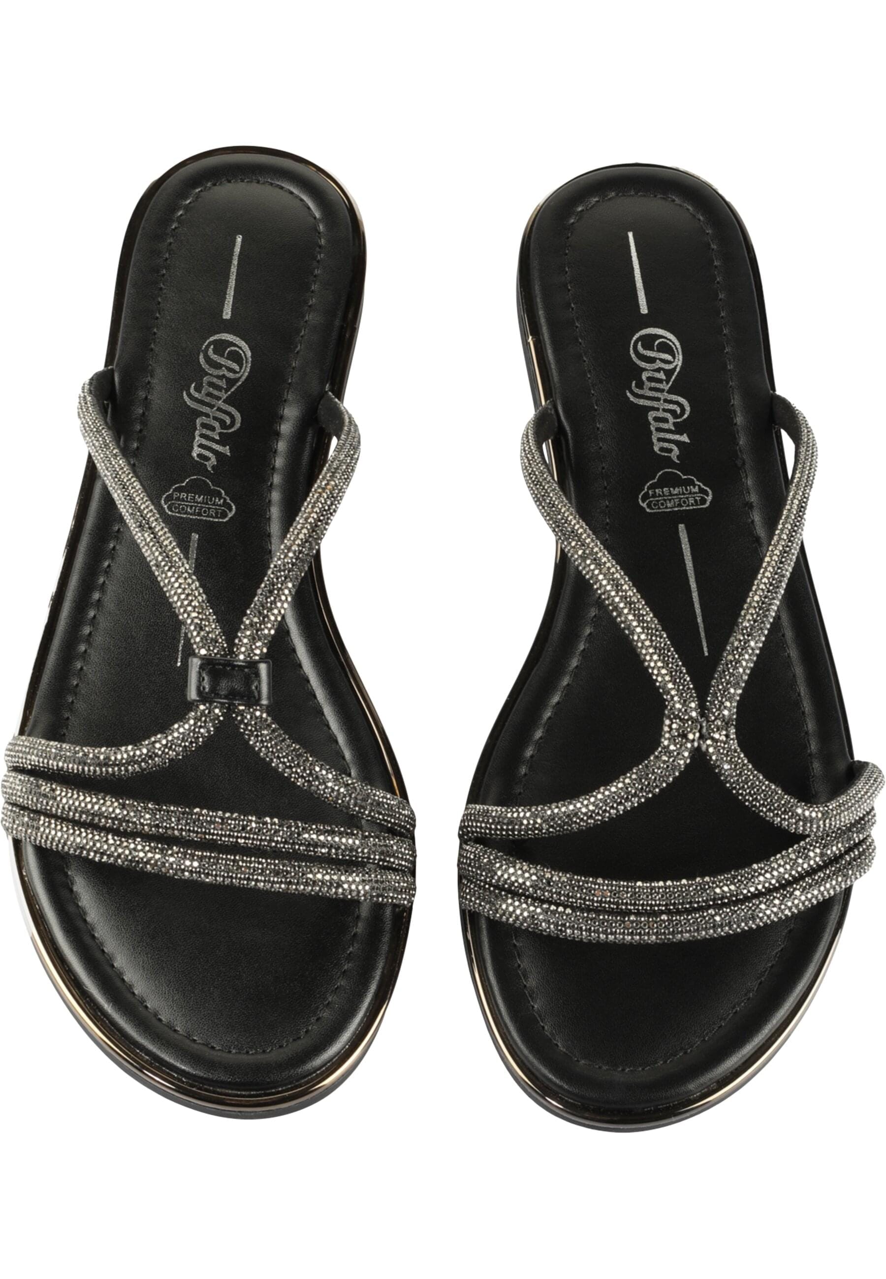 Sandale BUFFALO "Buffalo KIRA MSS GLAM", Damen, Gr. 41, schwarz, Polyurethan, unifarben, Schuhe Sandale