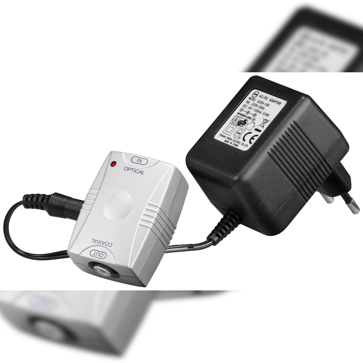 Goobay 11919 Opto-Koaxial-Wandler, Silber - konvertiert ein digital optisches Toslinksignal in ein digitales Cinchsignal Image