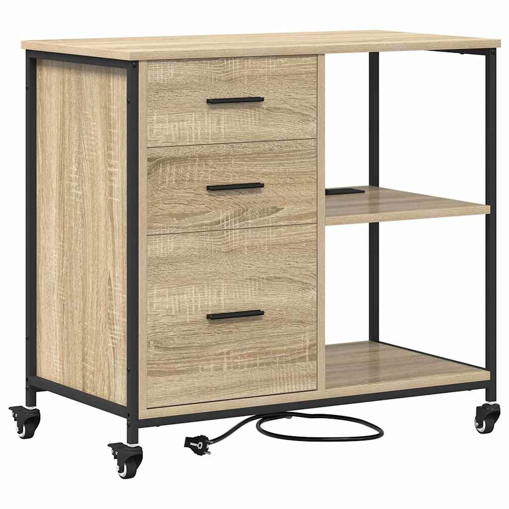 vidaXL Büroschrank mit Rad Sonoma Eiche 76 x 41 x 72 cm Holzwerkstoff Image