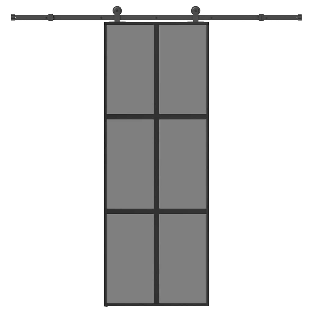 vidaXL Schiebetür mit Beschlag 76x205 cm Hartglas & Aluminium Image