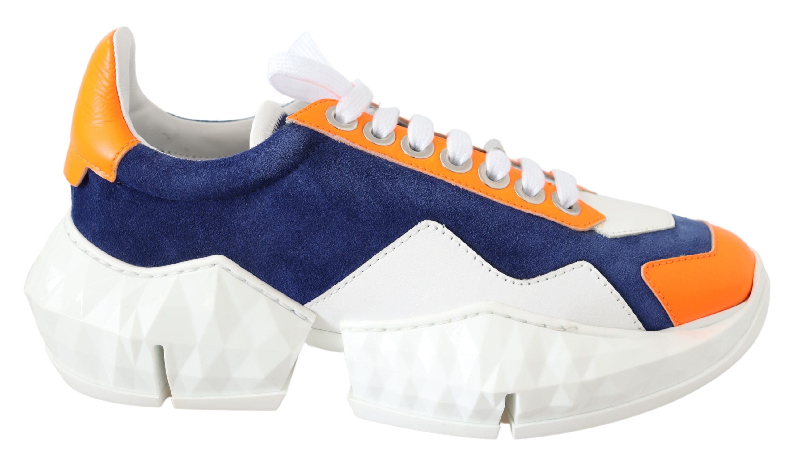 Jimmy Choo Damen Diamond Blau Orange Leder Sneaker