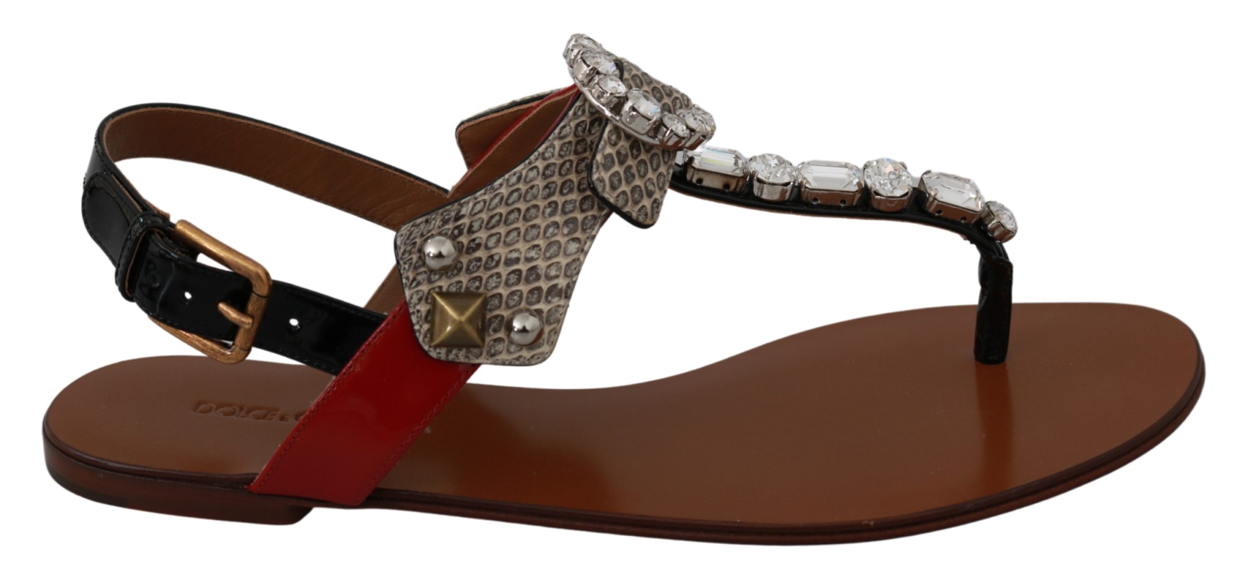 Dolce & Gabbana Leder Ayers Kristall Sandalen Flip-Flops Schuhe