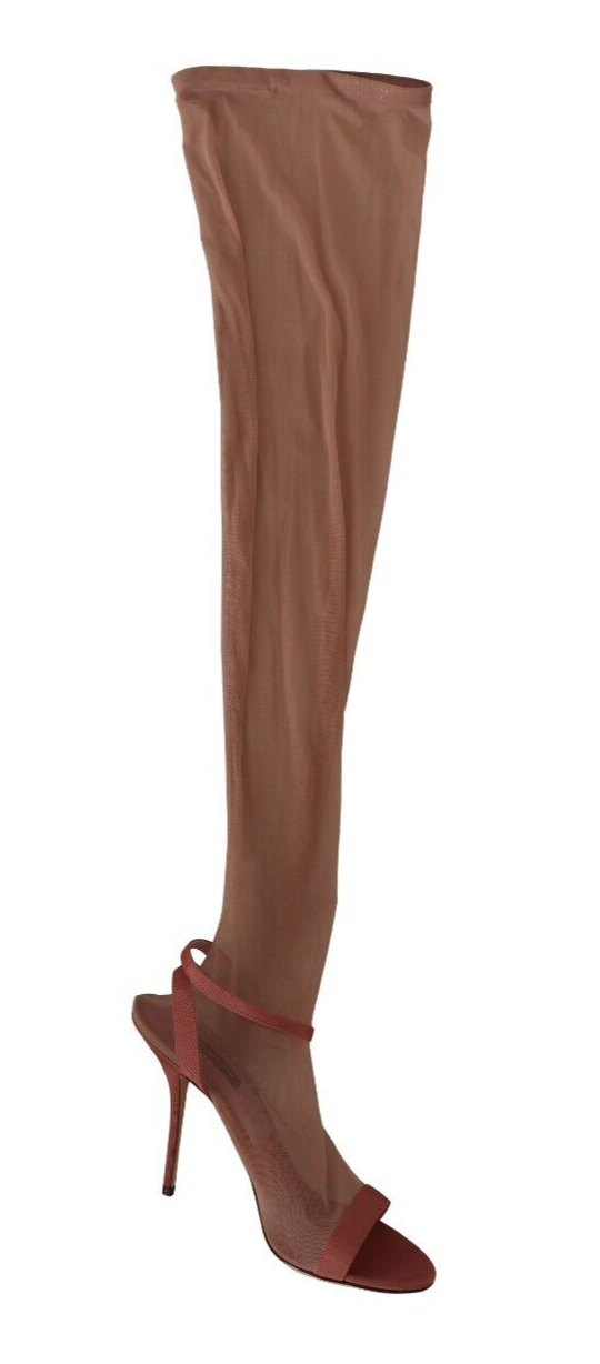 Dolce & Gabbana Damen Rosa Tüll Stretch Riemchen Sandalen Schuhe