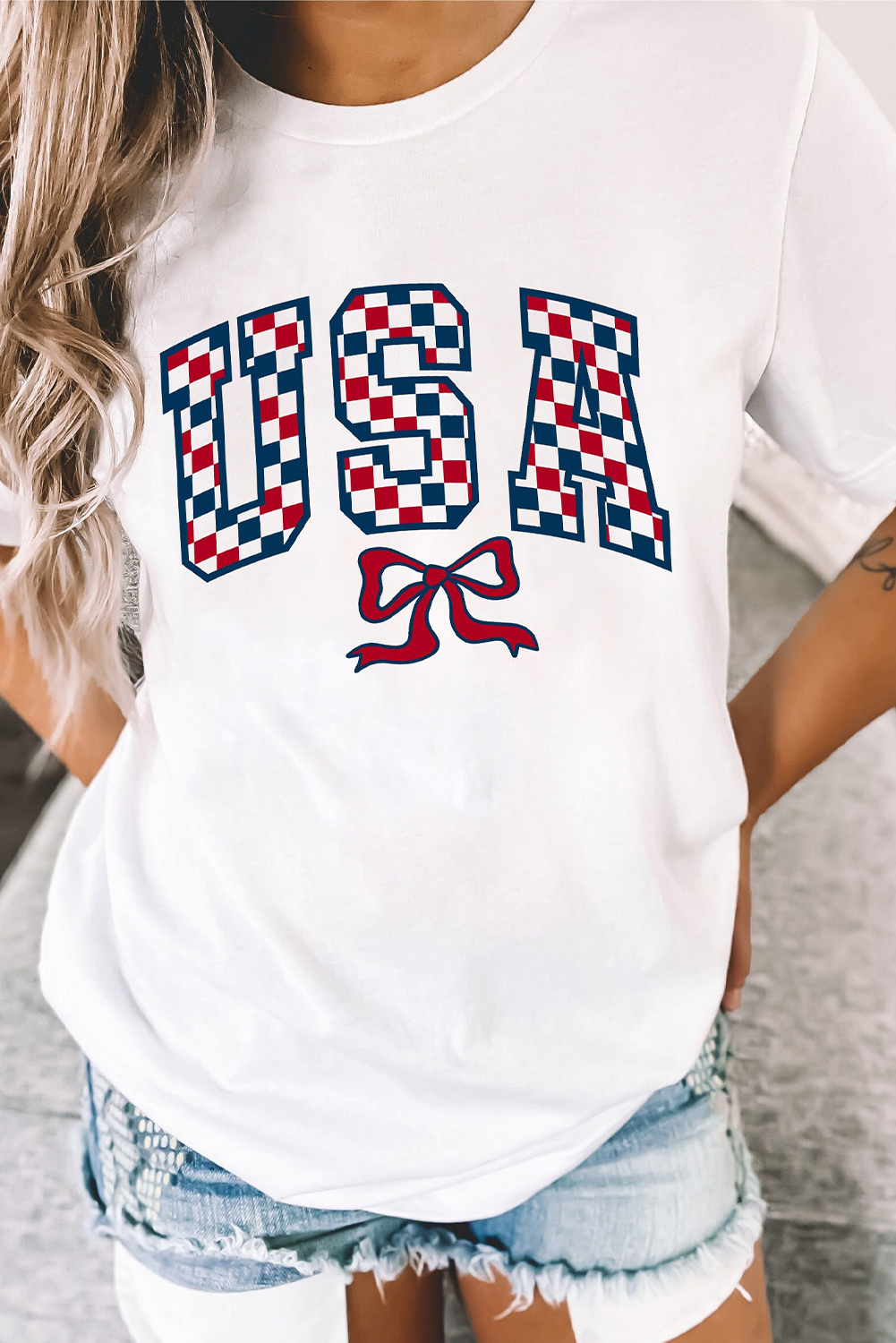 USA Grafik T-Shirt Patriotische Schleife Image
