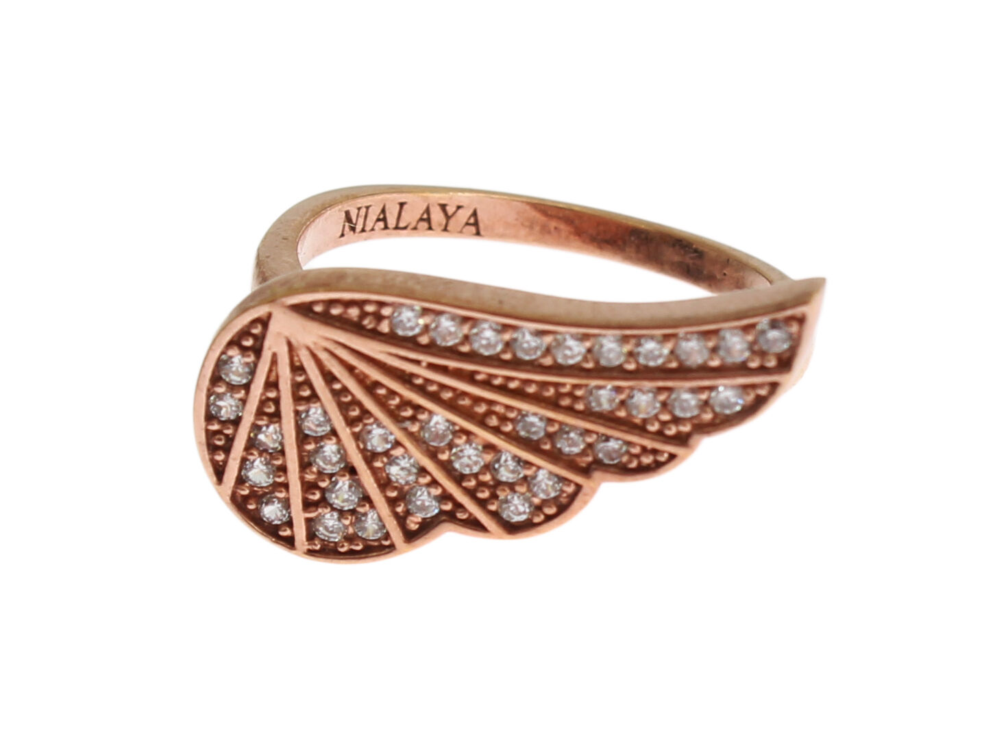 Nialaya Rosa Gold 925 Silber Damen Klar CZ Ring Image