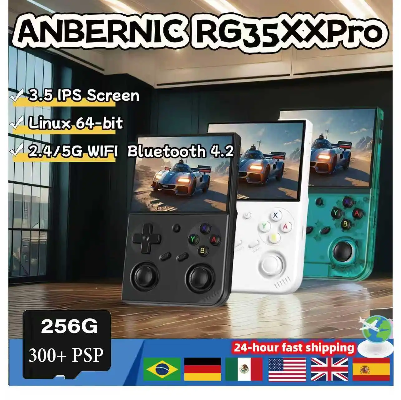 ANBERNIC RG 35XXPro RG35XX Pro Console de jeu portable rétro lecteur de jeu vidéo rétro Support WiFi Linux 64 bits 256G PSP jeu chaud