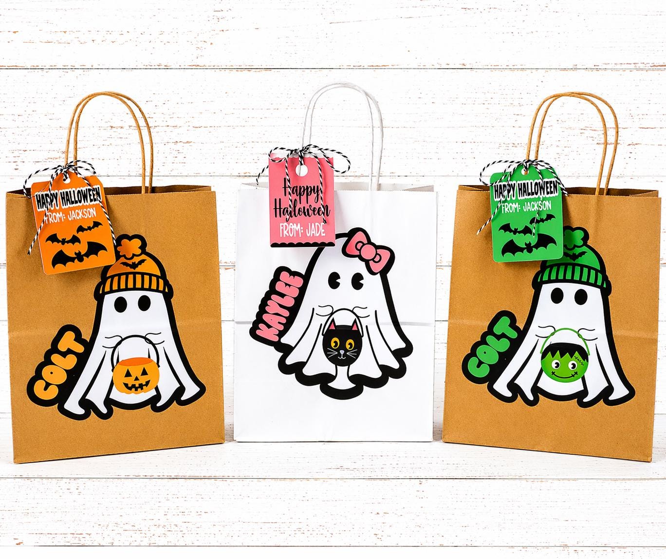 Sacchetti regalo personalizzati per Halloween - Sacchetti regalo a tema fantasma - Cestini di Halloween - Bomboniere per feste di Halloween - Regalo f