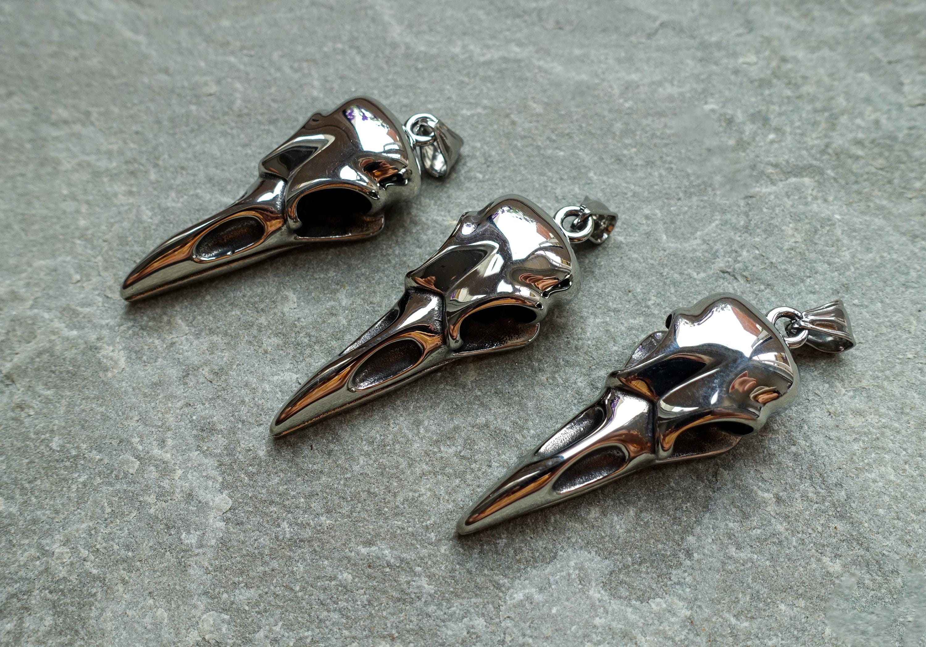 Ciondolo teschio di corvo * Collana con ciondolo teschio di corvo gotico in acciaio inossidabile * Gioielli con teschio di uccello