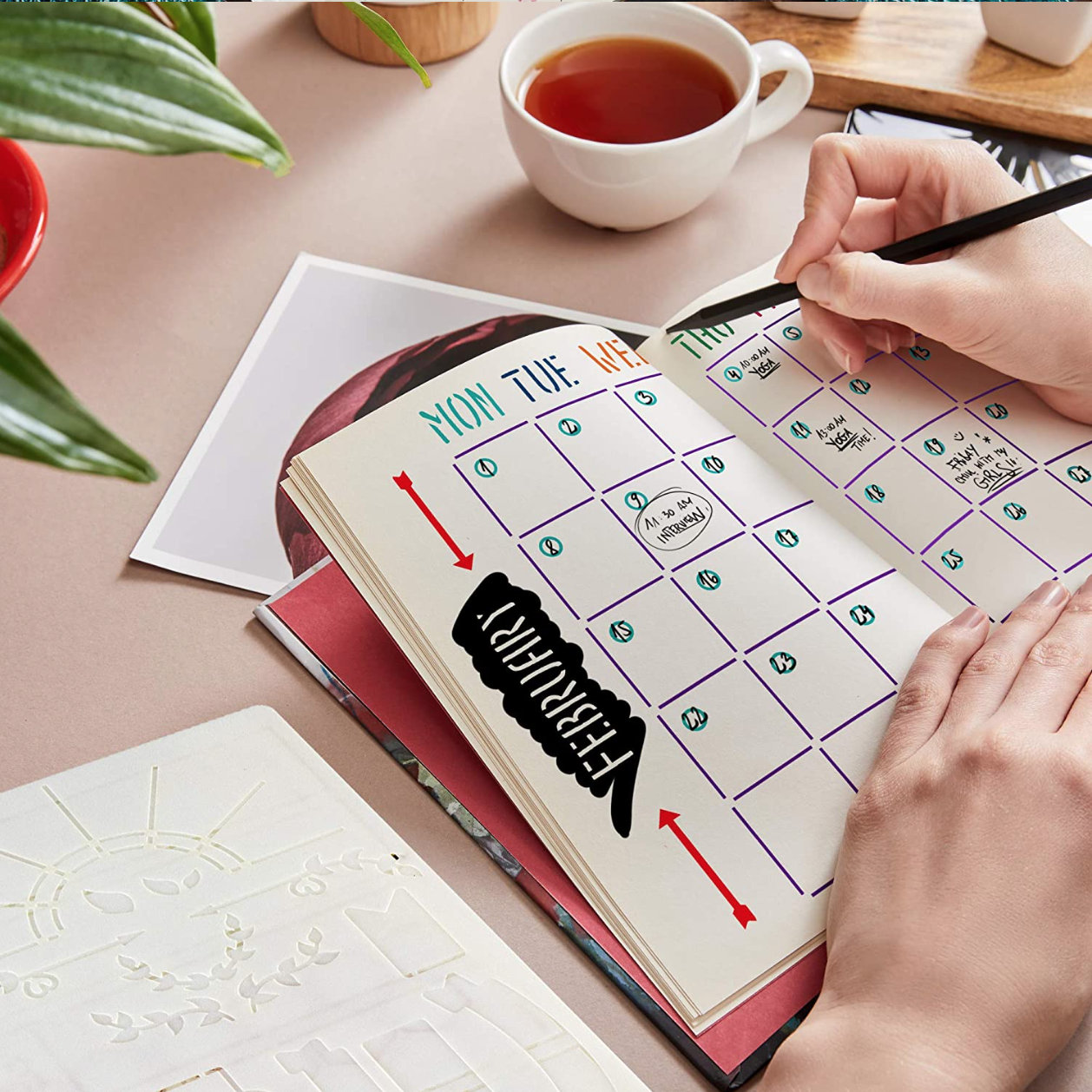 Stencil per journaling, stencil per layout BUJOS mensili, stencil per bullet journaling settimanale, layout Quick Planner Stencil / Forniture BBB / R-