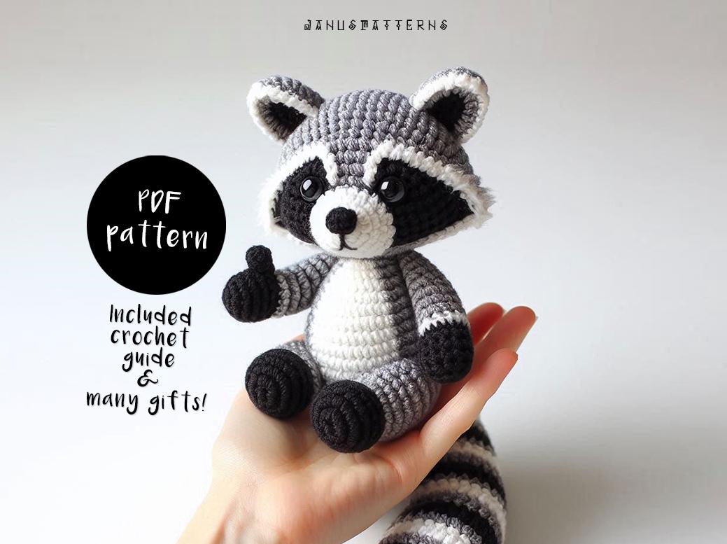 Schema all'uncinetto bambola amigurumi procione, schema bambola all'uncinetto, schema Pokemon all'uncinetto, modello PDF ebook fai da te all'uncinetto