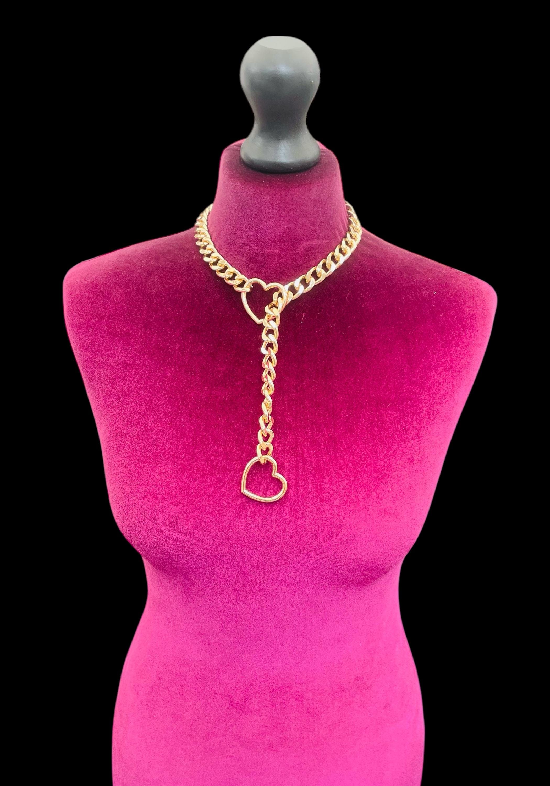 Collana girocollo a catena scorrevole / Collana / Collana girocollo a cuore / Lega senza nichel color oro / Collana girocollo a cuore con catena a cuo