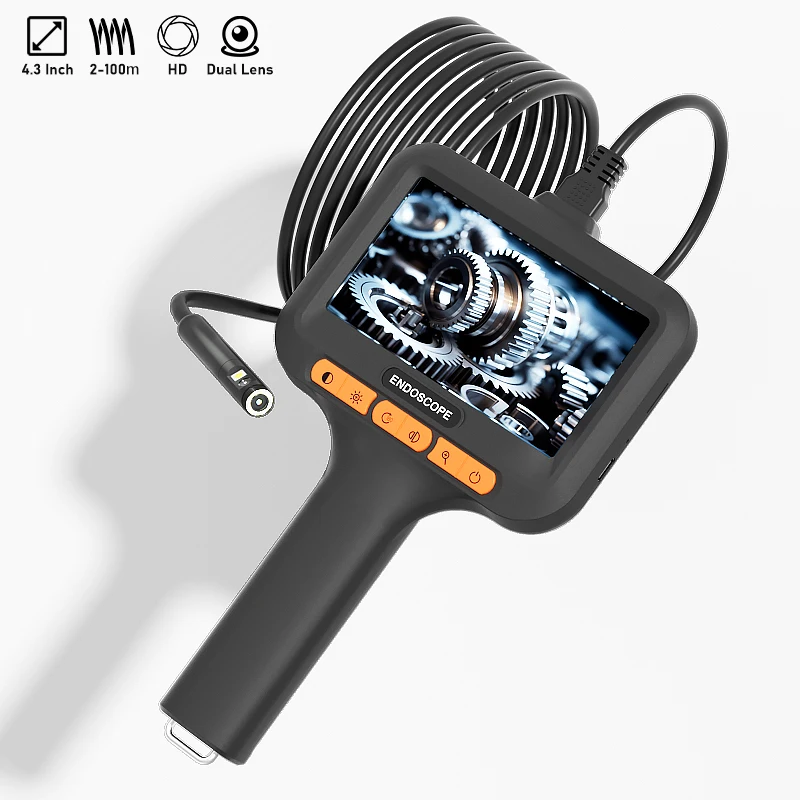Industrielles Endoskop, Kfz-Inspektion, Endoskop, 4,3-Zoll-IPS-Bildschirm, einzelne Dual-Sanitärkamera, 8 mm wasserdichte Sonde mit LEDs Image
