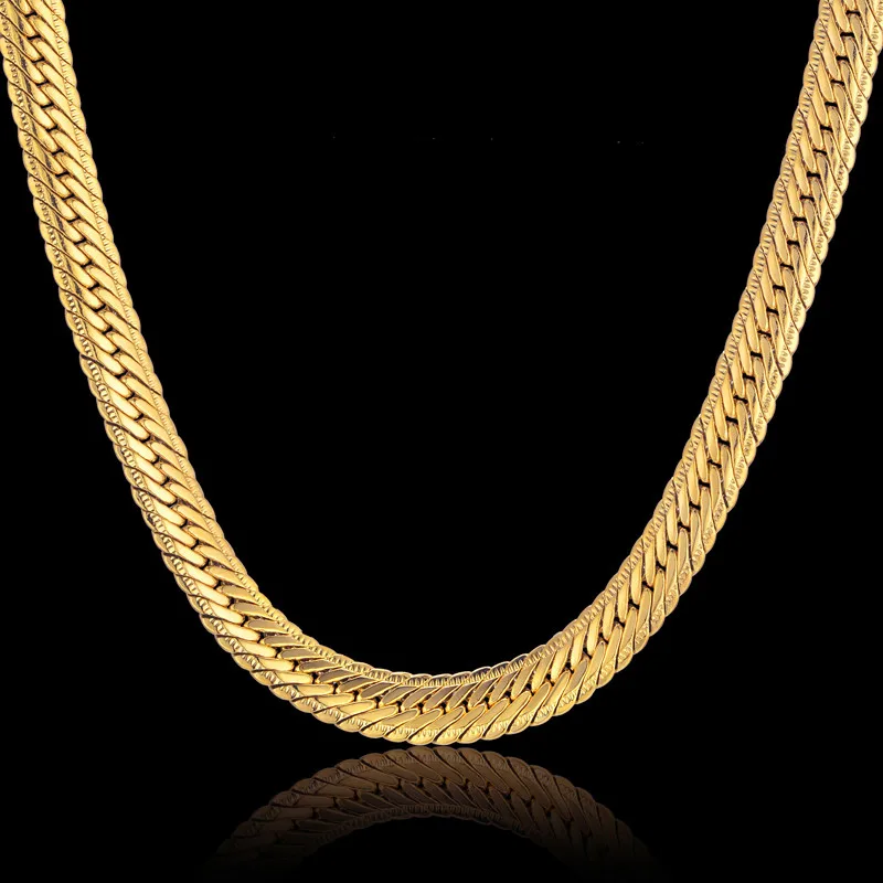 Hiphop Gold Kette Für Männer Hip Hop Kette Halskette 8MM Gold Farbe Curb Lange Kette Halsketten männer schmuck Colar Collier