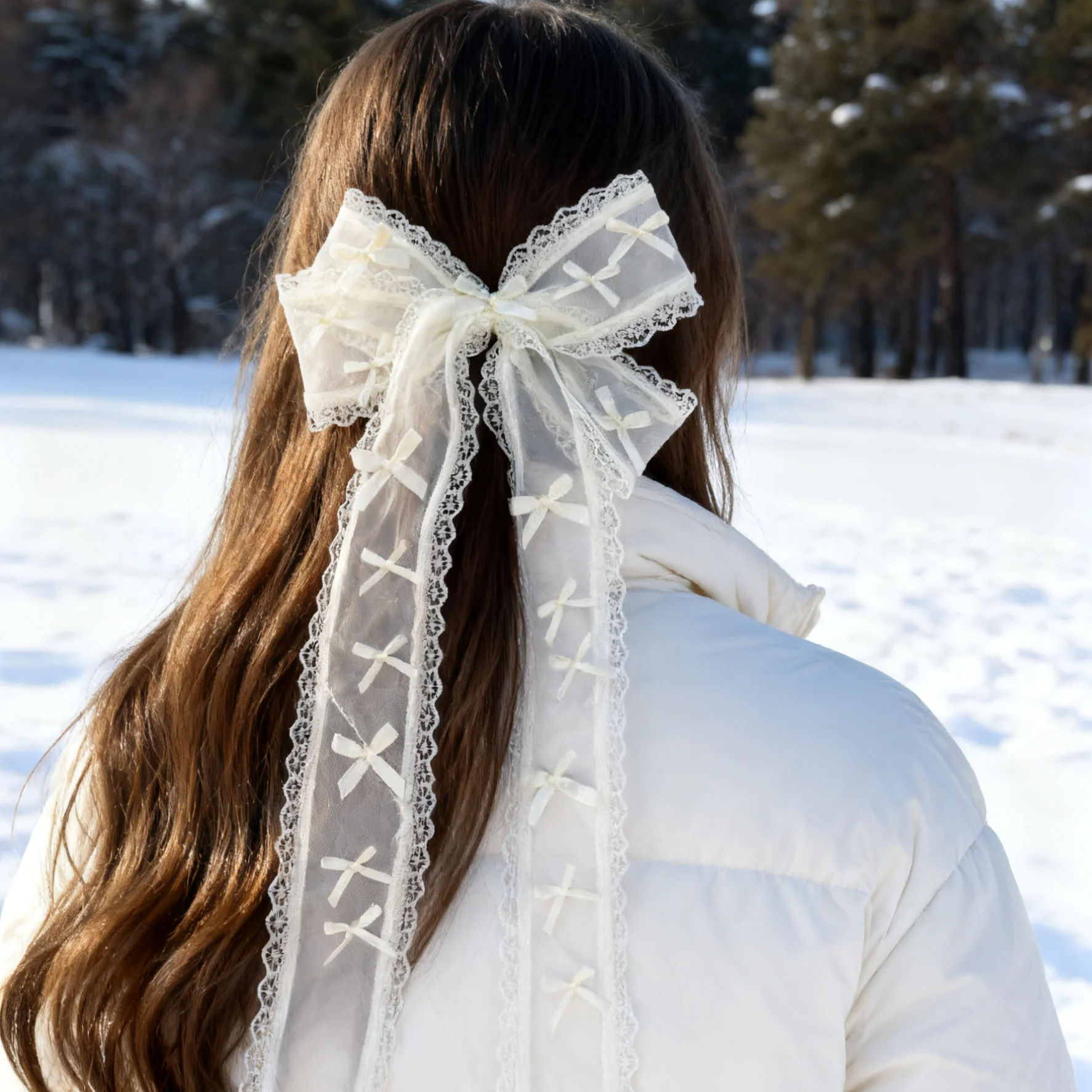 1pc Neue Koreanische Frühling Haarnadel Elegante Bogen Spitze Band Haar Clips Mode Weiß Barrettes Grips Frauen Mädchen Haar Zubehör Image