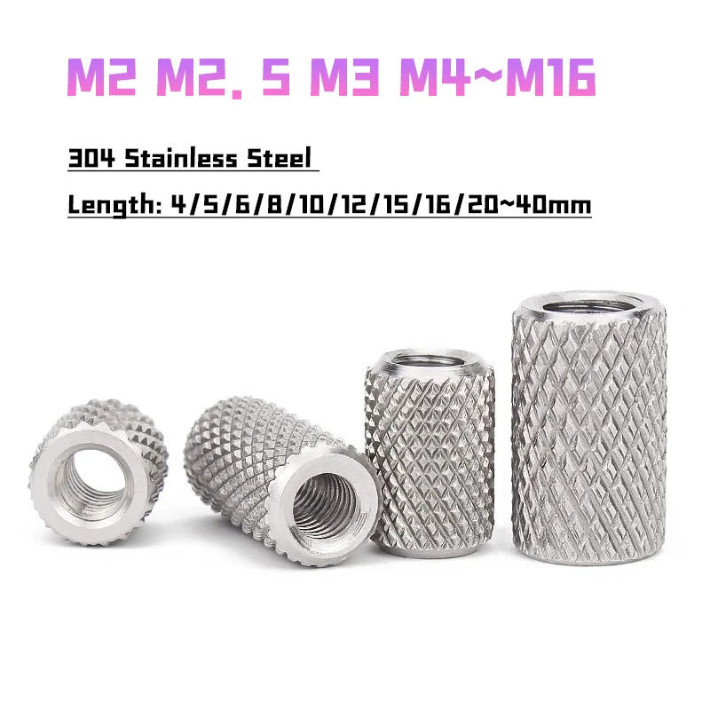 Runde Rändelkupplungsmutter M2 M2,5 M3 M4 M5 M6 M8 M10~M16, verlängerter zylindrischer Flachkopf, gerändelte Handschraubenmutter, Länge 4 mm ~ 40 mm Image