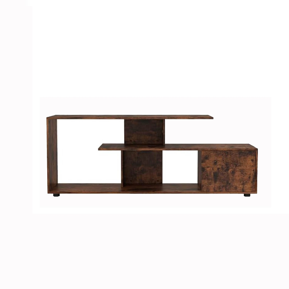 COSTWAY TV-Schrank, TV-Ständer für Fernseher bis zu 55 Zoll, asymmetrischer TV-Schrank mit Regalen und Schrank