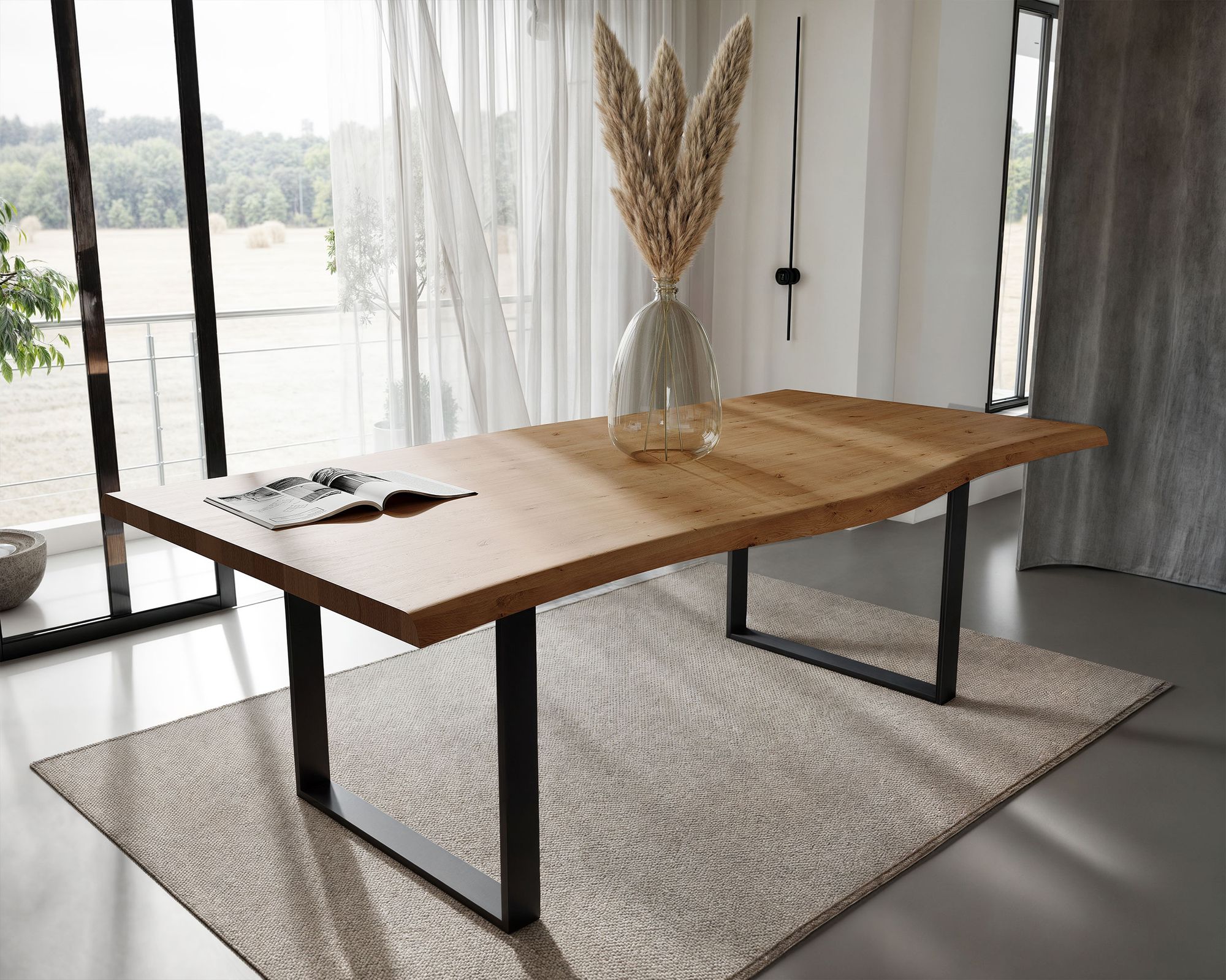 BlackWood »Table4YOU Amarillo« Wildeiche Massivholztisch Baumkante / Wildeiche rustik / 4 cm / 260x100 cm Image