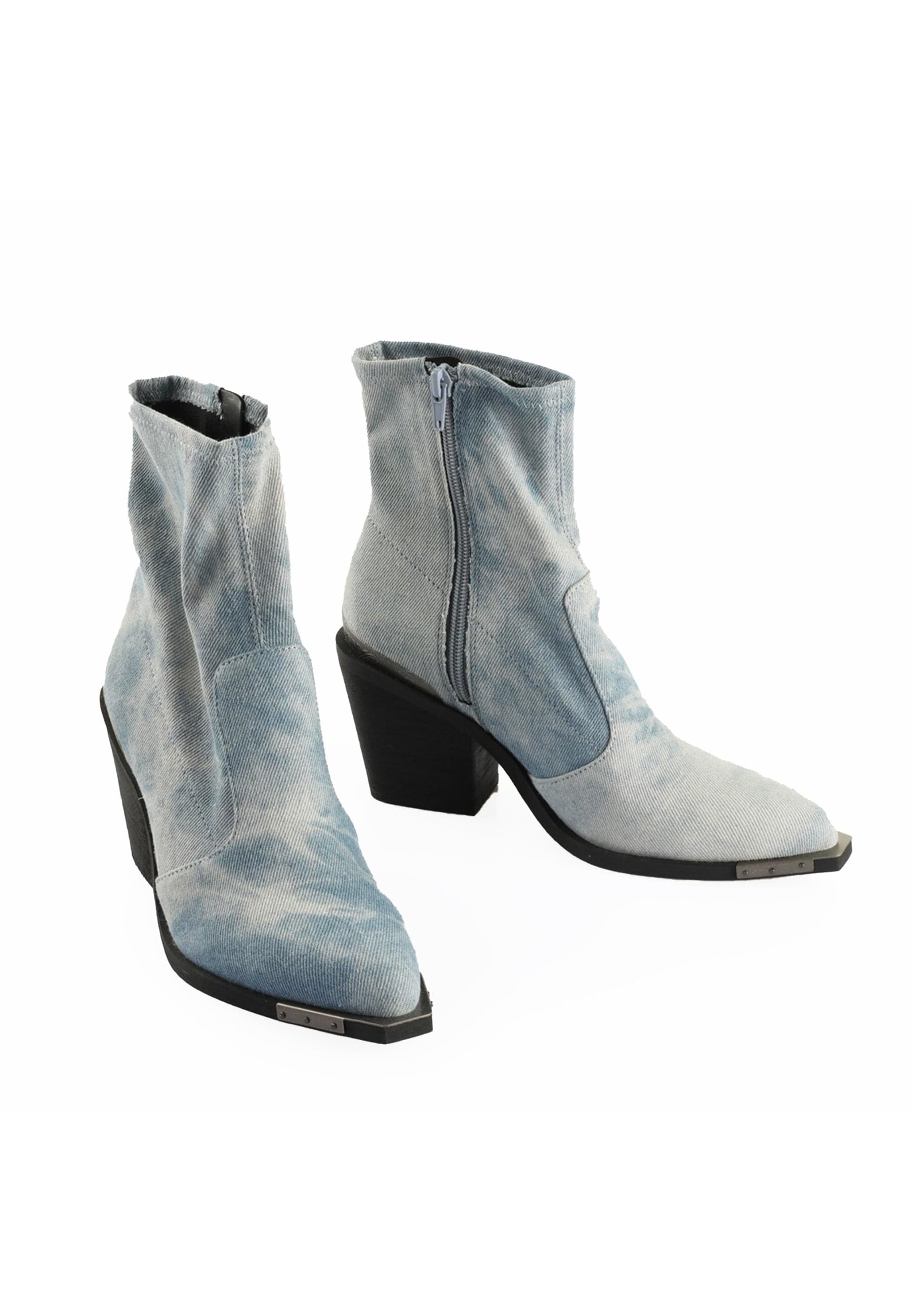 Stiefel BUFFALO "Buffalo West Boot Lo Vegan Denim", Damen, Gr. 40, blau, unifarben, Schuhe Stiefel