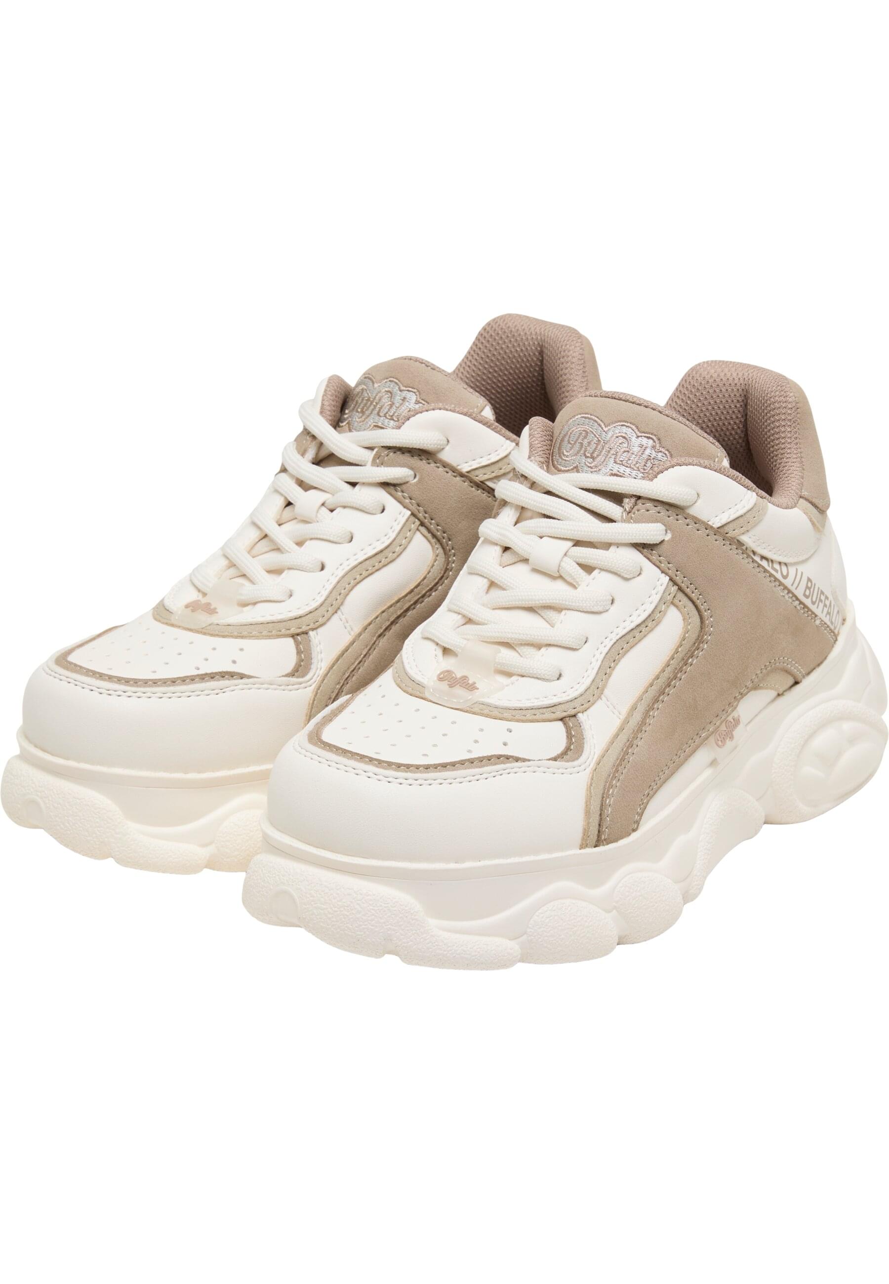 Trainingsschuh BUFFALO "Buffalo CLD ECHO - VEGAN NAPPA/NUBUCK", Damen, Gr. 36, weiß, taupe, unifarben, Schuhe