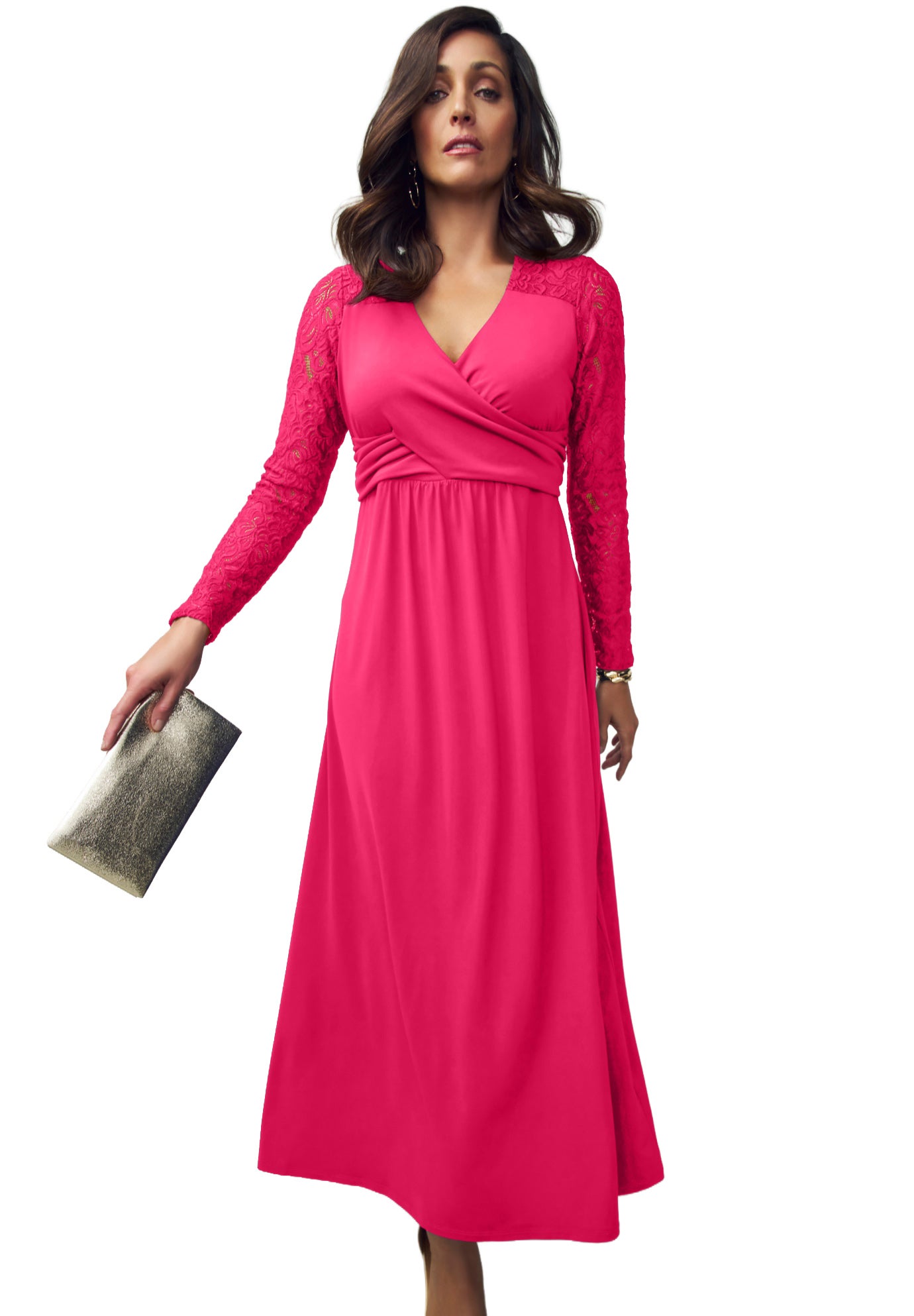 Plus Size Women's Lace Sweetheart Dress by Jessica London in Pink Burst (Size 24 W)