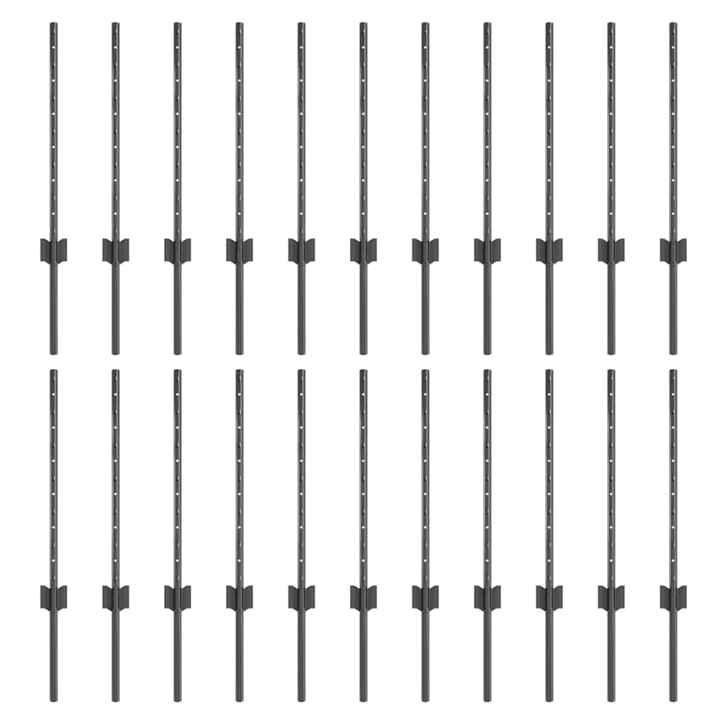 vidaXL Zaunpfosten 22 pcs Grau 100 cm Stahl Image