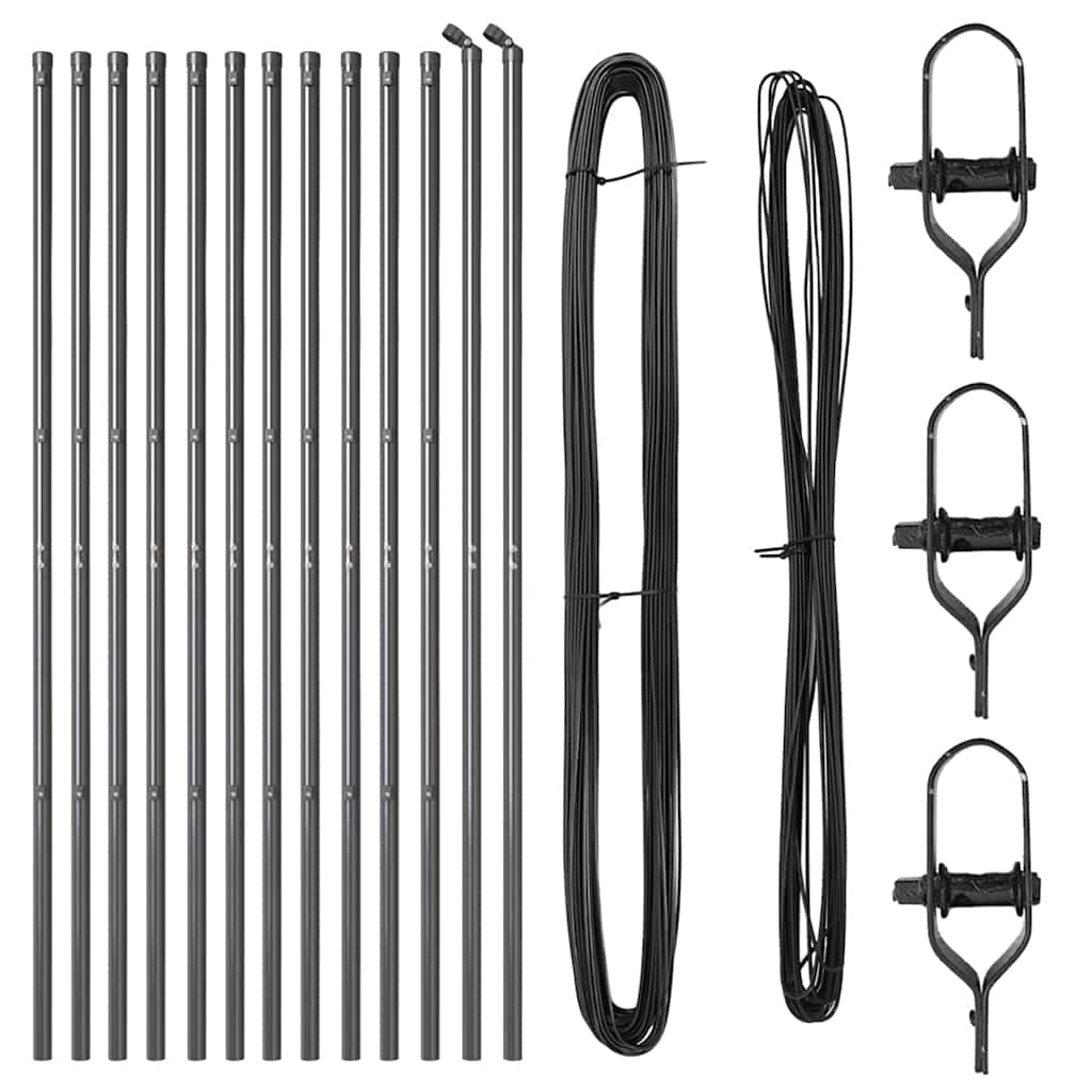 vidaXL Zaunpfosten 13 pcs Grau Ø32mm 150 cm Verzinkter Stahl Image