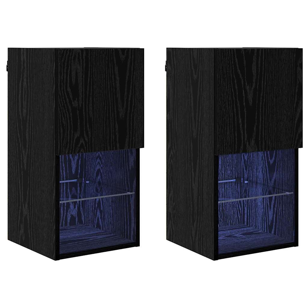 vidaXL Wandmontierte TV-Schränke 2 pcs Schwarz Eichen-Optik Image
