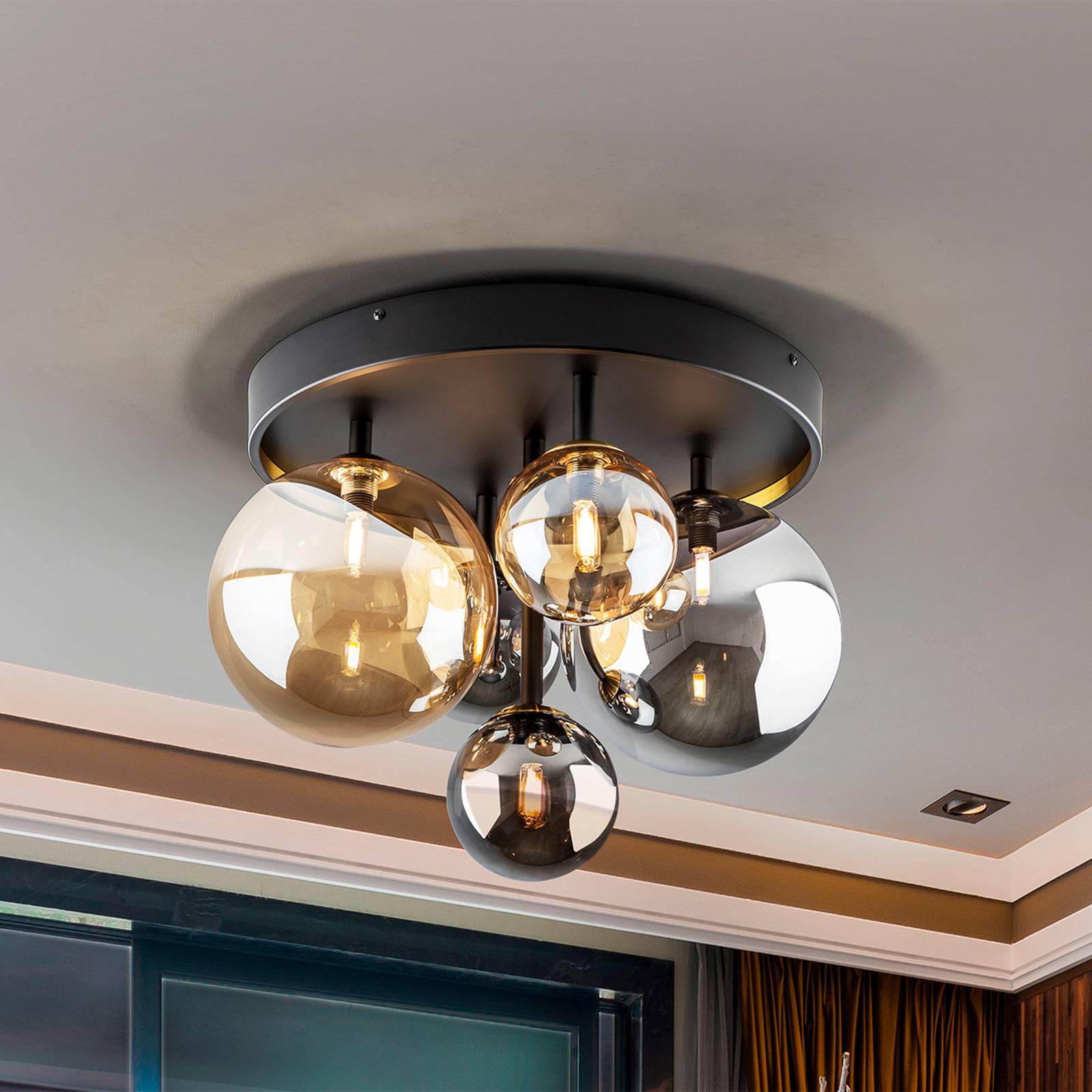 Schuller Valencia LED Deckenlampe Dark, Multicolour, für Wohn- / Esszimmer, Glas, LED Deckenleuchte