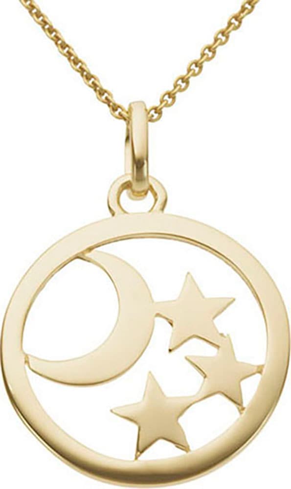 Kettenanhänger FIRETTI "Schmuck Geschenk Gold 333 Halsschmuck Anhänger Mond und Sterne", gold (gelbgoldfarben), Schmuckanhänger, Damen, Gelbgold 333, 0,49 g, Kettenanhänger