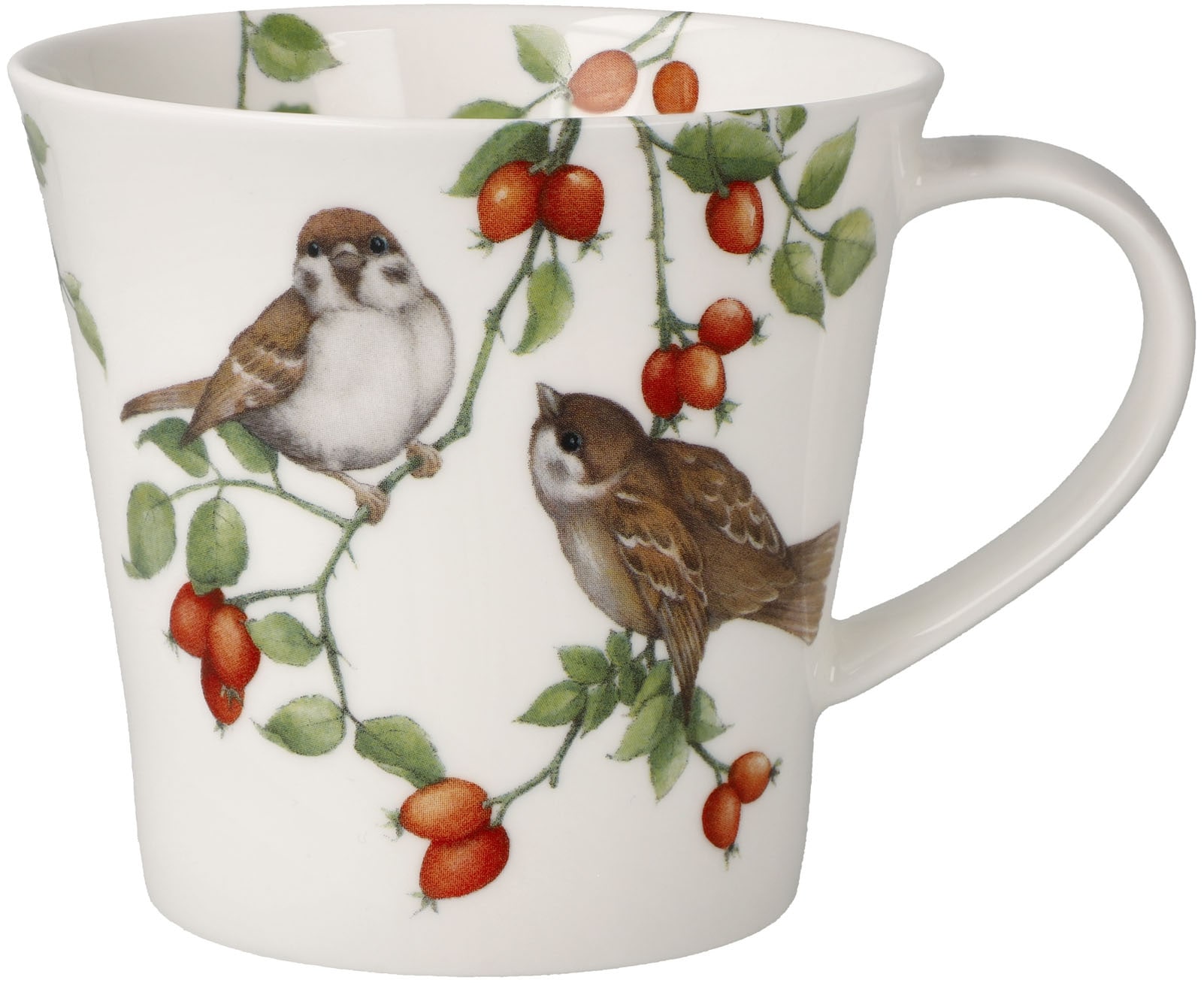 Tasse GOEBEL "Coffee-/Tea Mug Spatzen", bunt, B:10,5cm H:9,5cm, Porzellan, Trinkgefäße, Tasse
