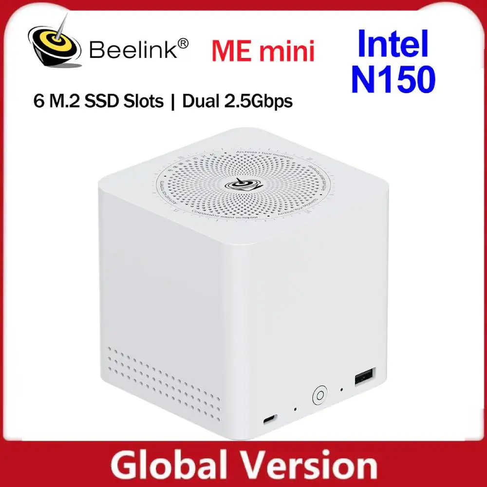 Home Network Storage MINI Host Beelink ME Mini NAS Intel Twin Lake N150 LPDDR5 4800MHz 12GB RAM 2T SSD WiFi6 4K Dual 2.5 Lan
