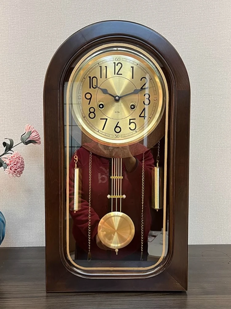 Retro Mechanische Uhr Pendel Desktop Stündlich Chiming Uhr Tisch Große Vintage Schreibtisch Uhren Elegante Moderne Hause Dekorationen
