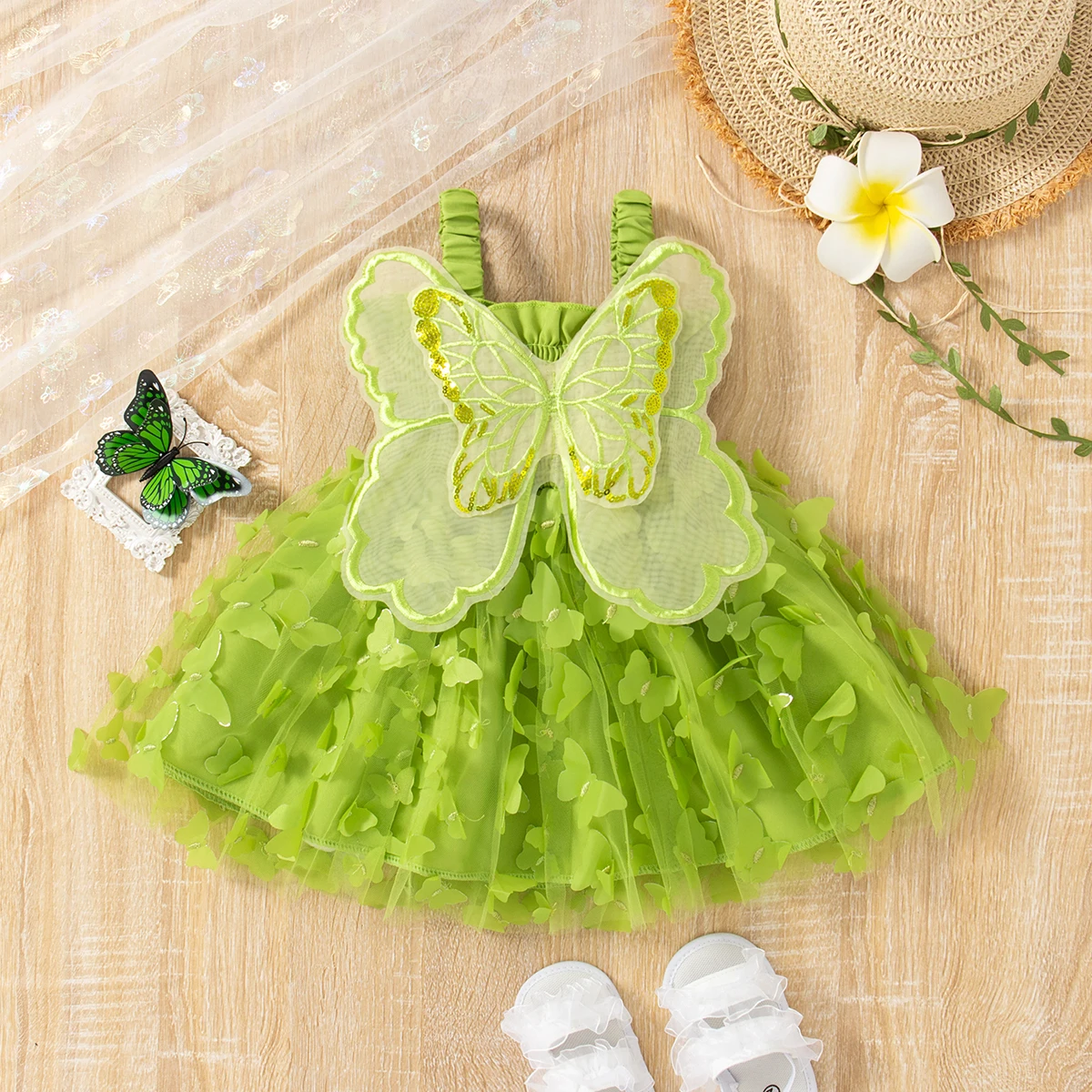 Baby Mädchen Partykleid Sommer Schmetterlingskleid für Baby Erster Geburtstag Outfit Prinzessin Kleid Image