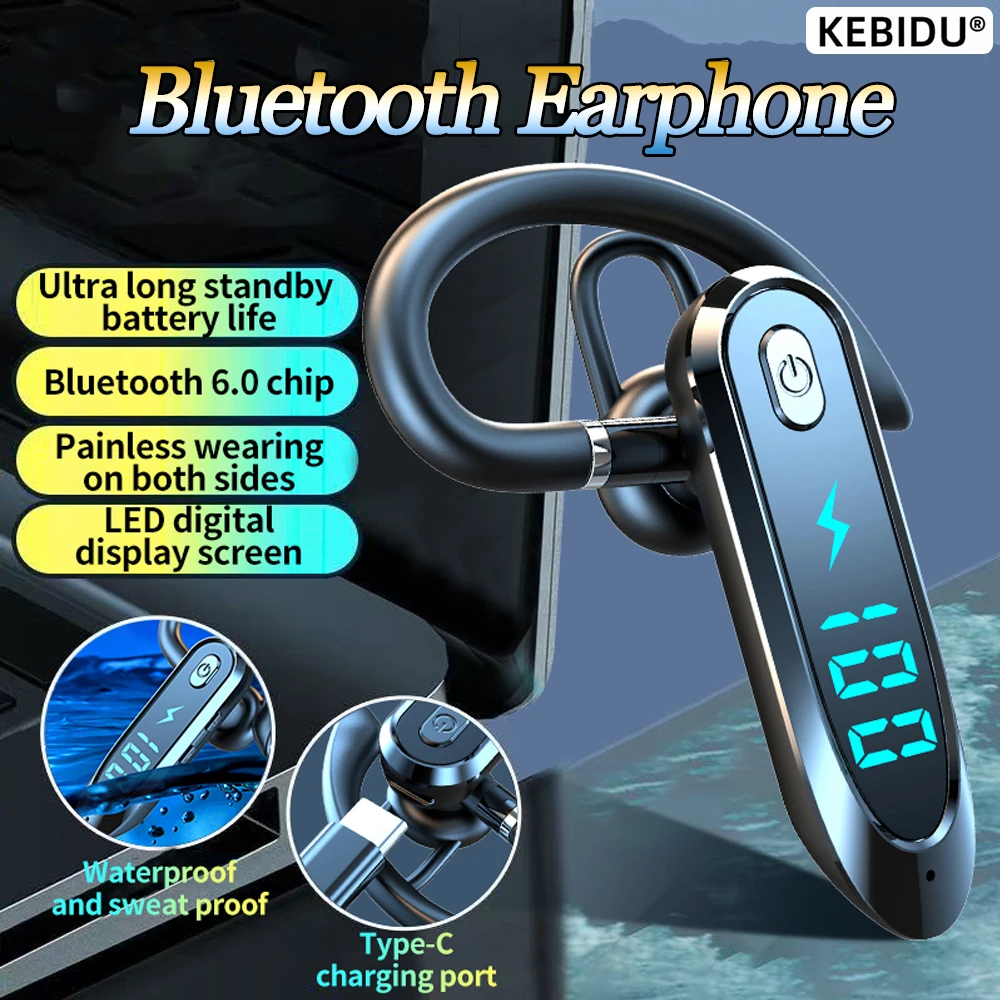 Bluetooth 6.0 Kopfhörer HiFi Stereo Musik Ohrhörer 270 ° Rotation Ohrbügel Kopfhörer LED-Anzeige Wasserdichtes Headset mit Rauschunterdrückung Image