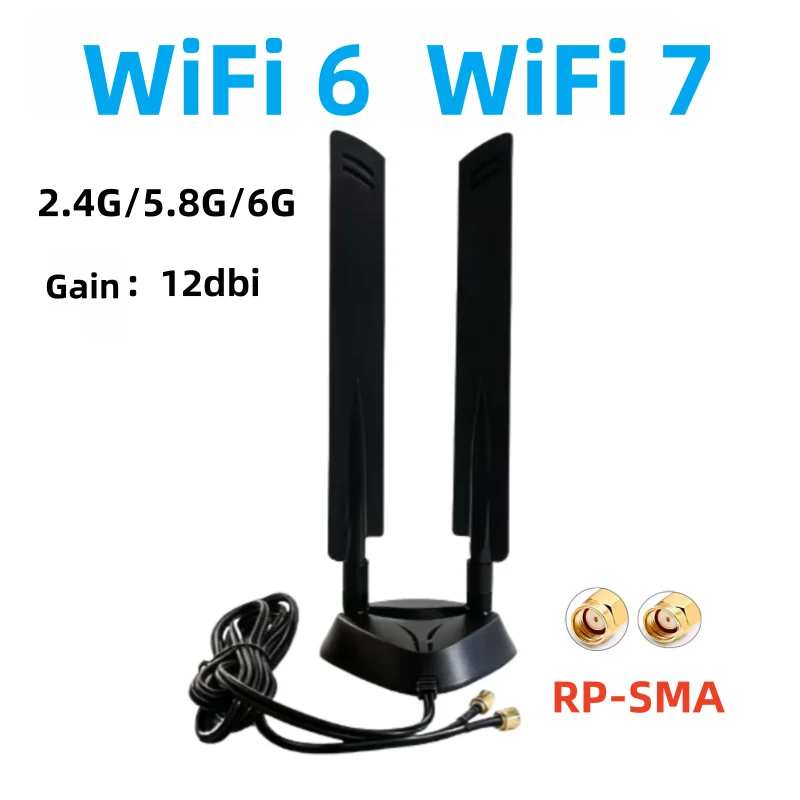 WiFi6 WiFi7 2,4G/5,8G/6G Tri-Band externe Antenne 12dbi Bluetooth-Router-Antenne Image