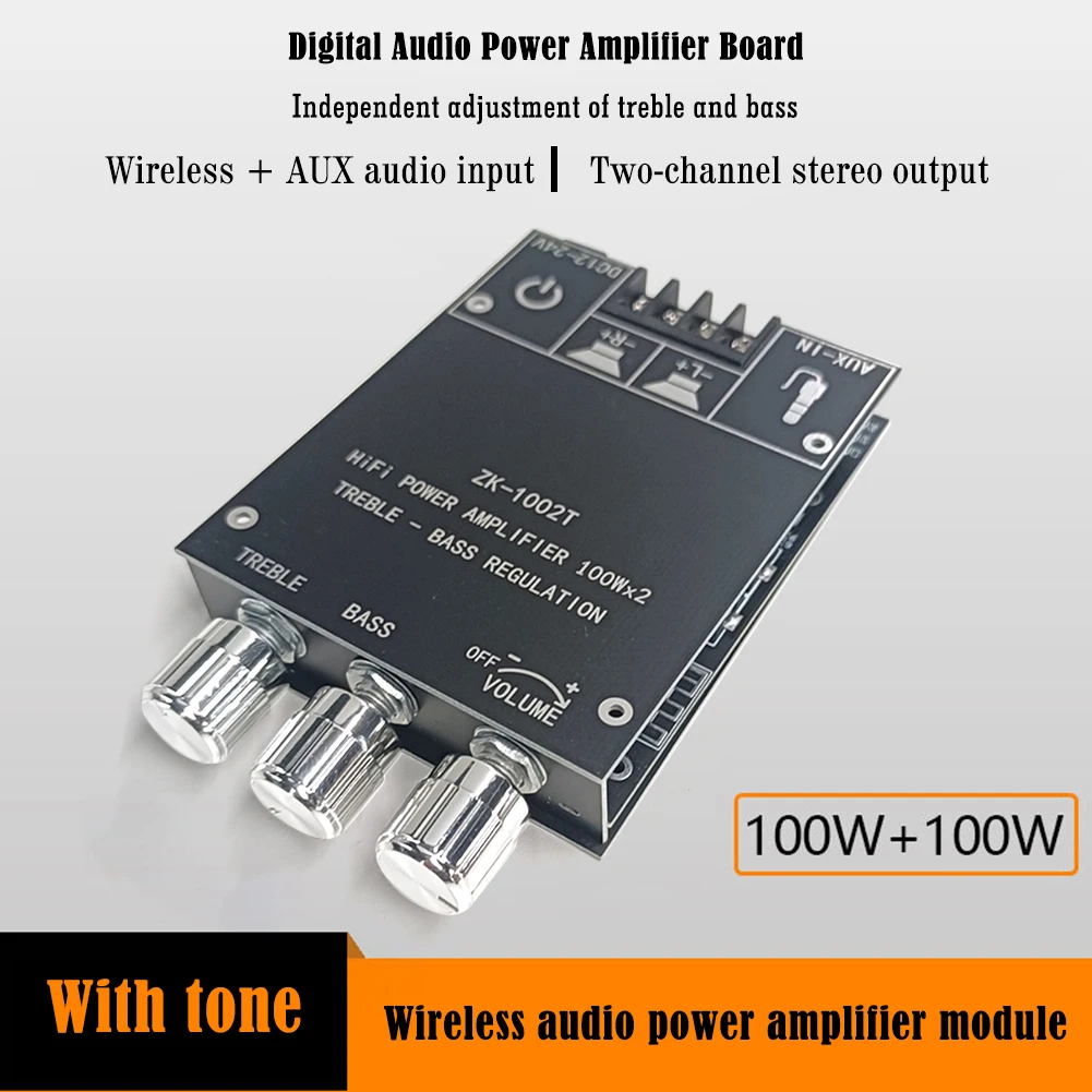 ZK-1002T AUX Bluetooth Verstärker 100Wx2 HIFI 2,0 Kanal CS8673E Audio Verstärker Lautsprecher Boards Heimkino Verstärker Image