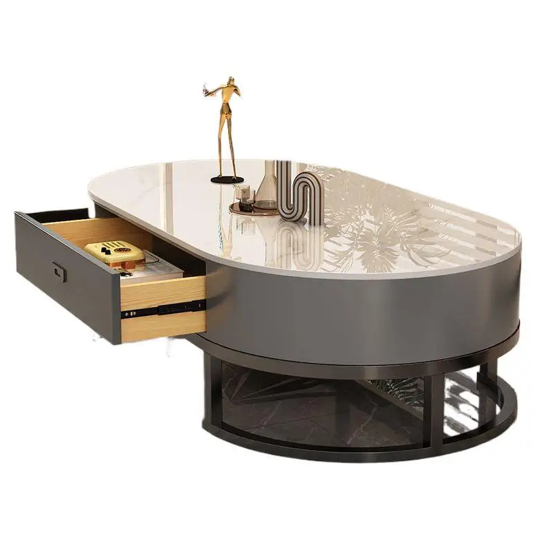 Couchtisch Zimmer kleine Wohnung oval Felsplatte Teetisch Mietzimmer Licht Luxus modern High Sense Internet Celebrity