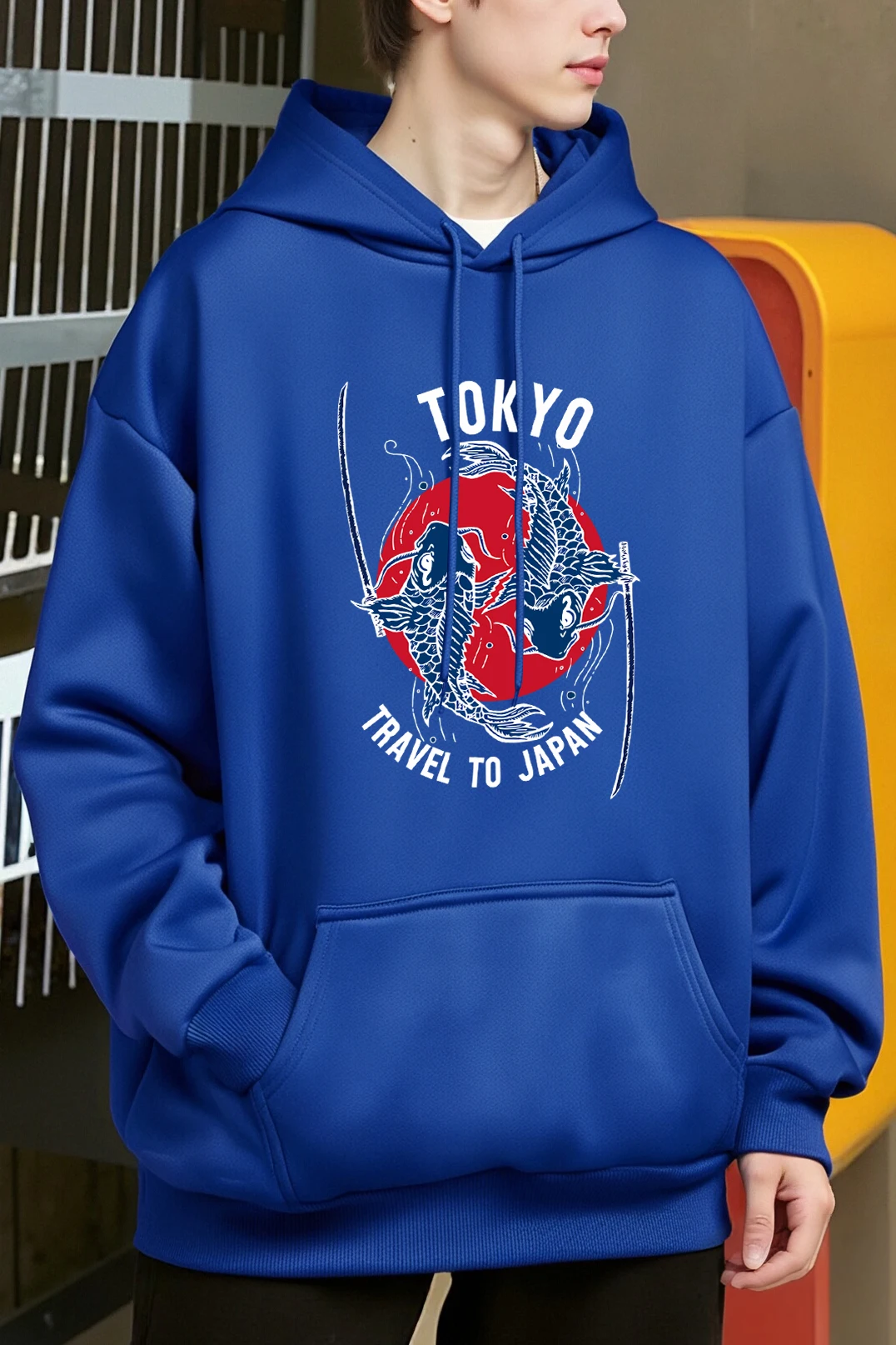 Harajuku Fisch Tokyo Japan Drucke Herren Hoody Tasche Casual Hoodies Fashions Pullover Oversize Soft Tops Fleece Streetwear