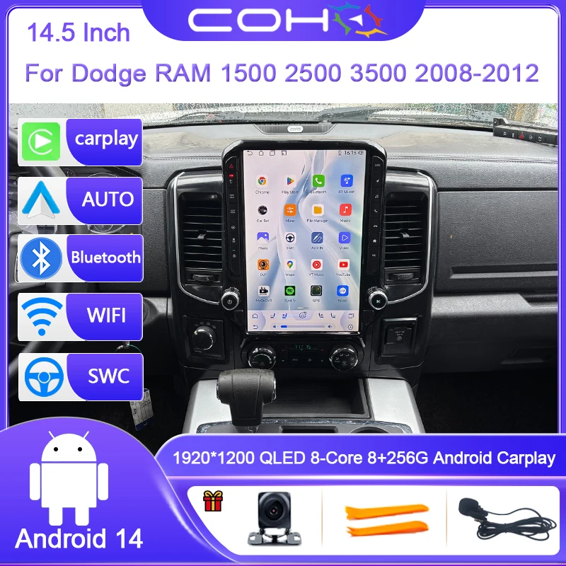 14,5 Zoll Für Dodge RAM 1500 2500 3500 2008-2012 Bildschirm Android14 8-Core Auto Multimedia Player Stereo empfänger Radio GPS 4G WIFI Image