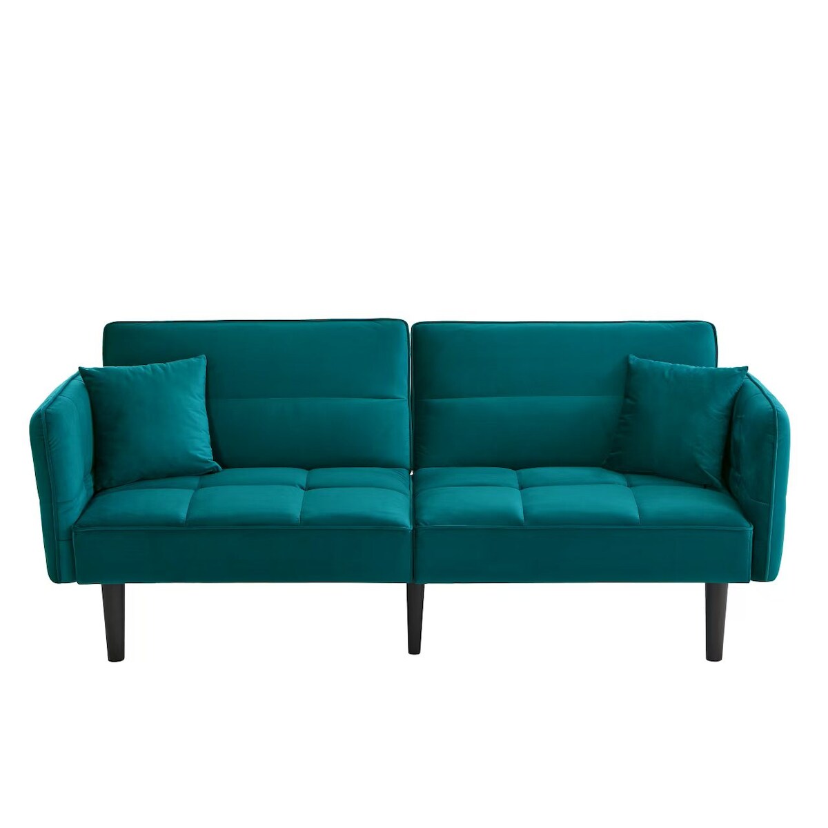 OKWISH Zweisitzer Schlafsofa 176x78x76 cm, 3-fach verstellbare Rückenlehnen, Samtbezug, Hochdichter Schaum, Massivholzfüße, Modernes Wohnzimmer, Schwarz Image